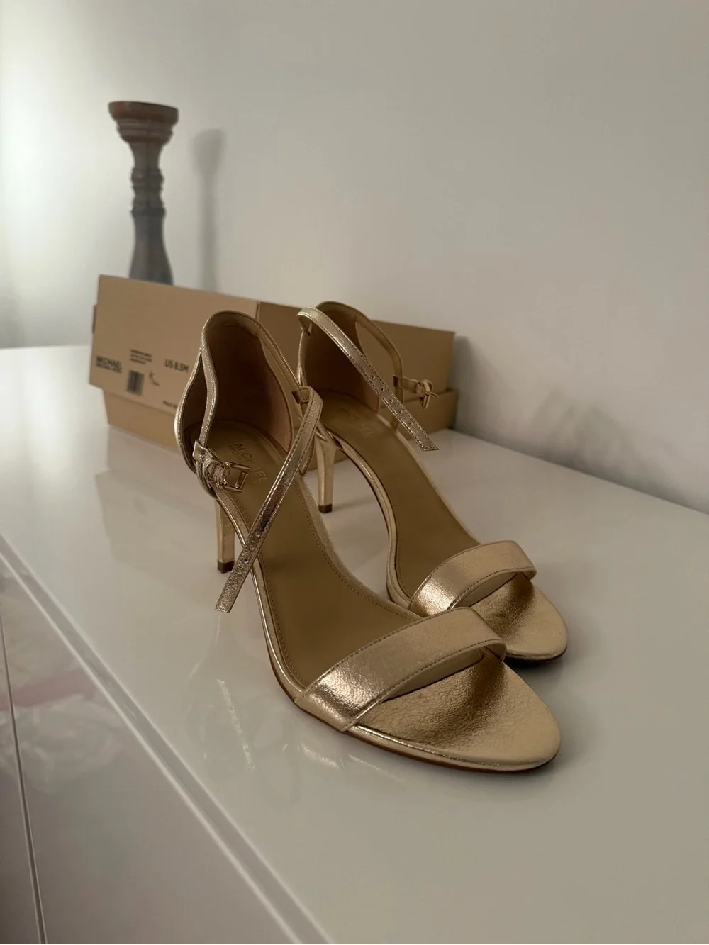 Michael Kors Pale Gold Strappy Heeled Sandals